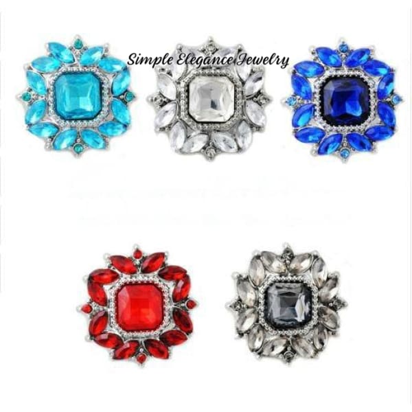 Rhinestone Super Bling 20mm Snap Charm for Snap Button Bracelets (5 Colors) - Snap Jewelry