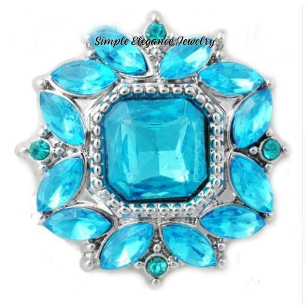 Rhinestone Super Bling 20mm Snap Charm for Snap Button Bracelets (5 Colors) - Turquoise - Snap Jewelry