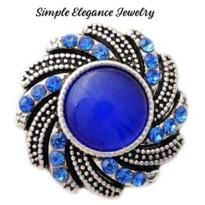 Rhinestone Swirl Metal Snap 20mm - Blue - Snap Jewelry