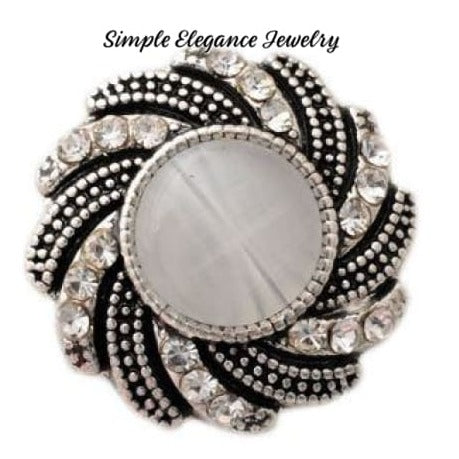 Rhinestone Swirl Metal Snap 20mm - Gray - Snap Jewelry