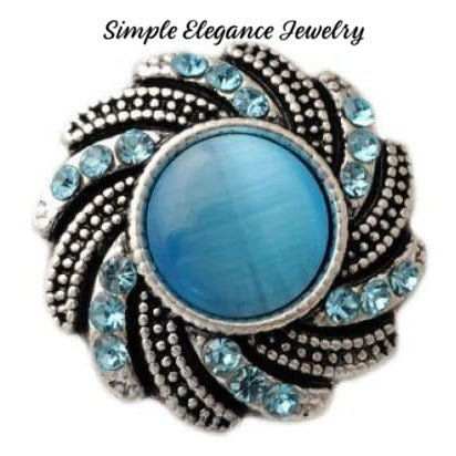 Rhinestone Swirl Metal Snap 20mm - Turquoise - Snap Jewelry