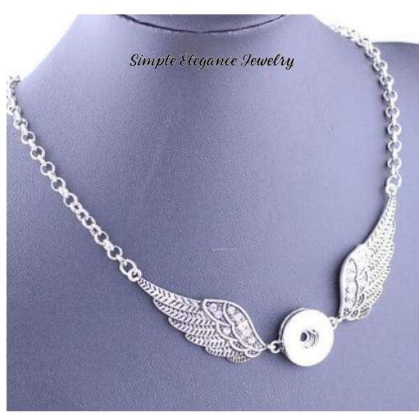 Rhinestone Wings Snap Necklace-Chain 18mm Snaps - Snap Jewelry