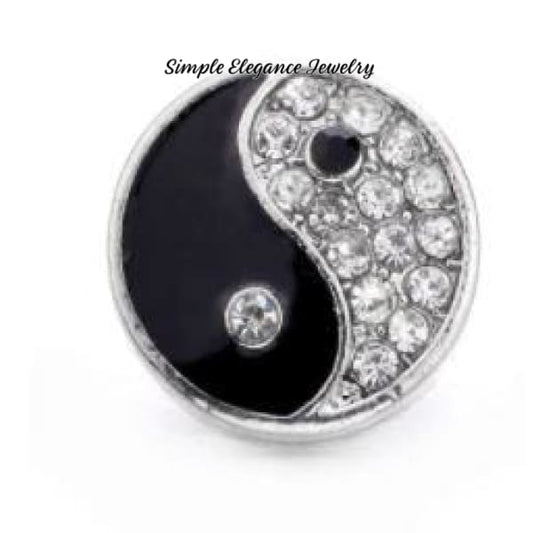 Rhinestone Ying Yang Snap Charm - 20mm - Silicone Jewelry