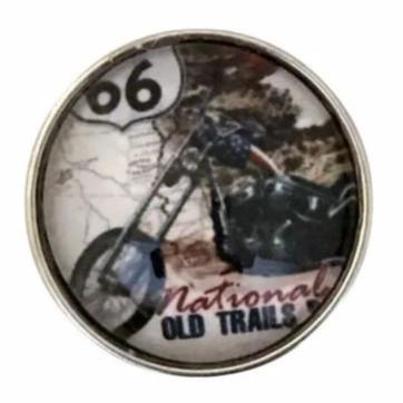 Route 66 Motorcycle Snap Charm 20mm - Snap Jewelry