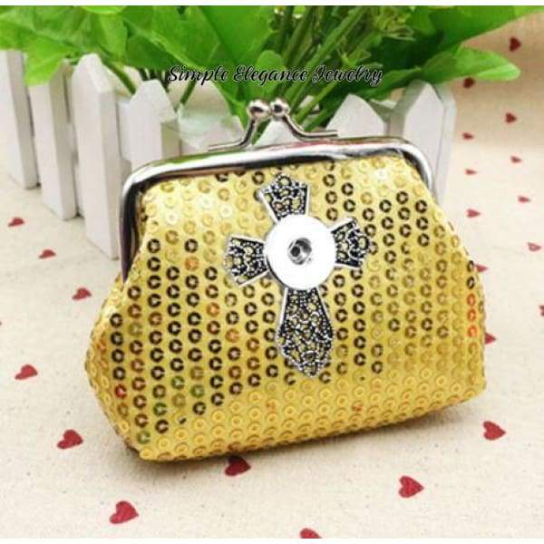 Sequin Snap Change Purse (Assorted Colors) 20mm - Gold - Snap Jewelry