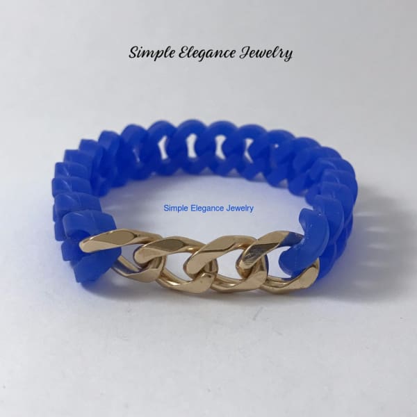 Silicone Fashion Gold Chain Bracelets (9 Colors) - Blue - Silicone Jewelry