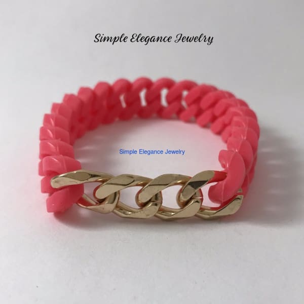 Silicone Fashion Gold Chain Bracelets (9 Colors) - Pink - Silicone Jewelry
