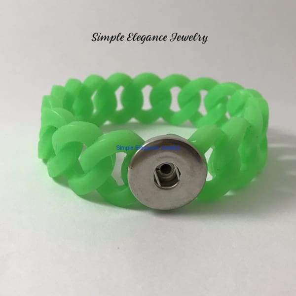 Silicone Large Loop Snap Bracelet 18mm-20mm Snap Size (6 Colors) - Lime Green - Silicone Jewelry