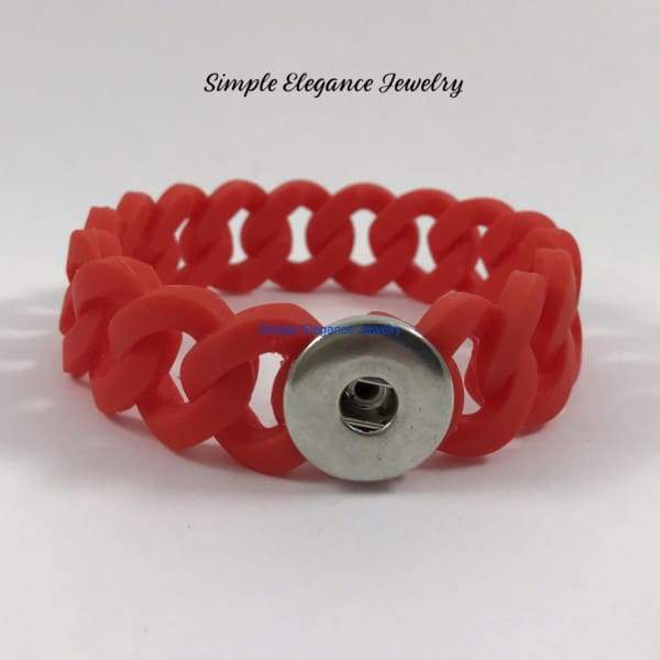 Silicone Large Loop Snap Bracelet 18mm-20mm Snap Size (6 Colors) - Red - Silicone Jewelry