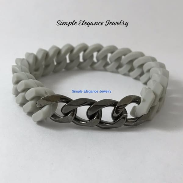 Silicone Platinum Chain Bracelet (8 Colors) - Silver - Silicone Jewelry