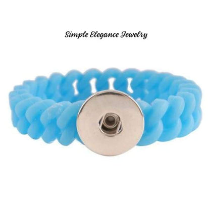 Silicone Small Loop Single Snap Bracelet (5 Colors) 18mm-20mm Snap - Light Blue - Snap Jewelry