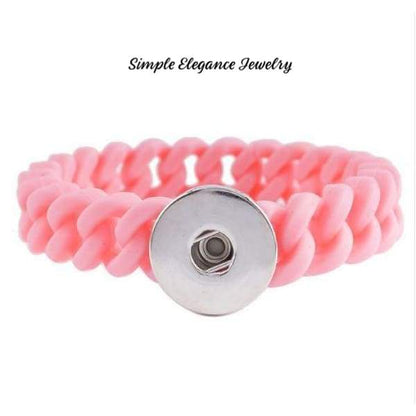 Silicone Small Loop Single Snap Bracelet (5 Colors) 18mm-20mm Snap - Pink - Snap Jewelry
