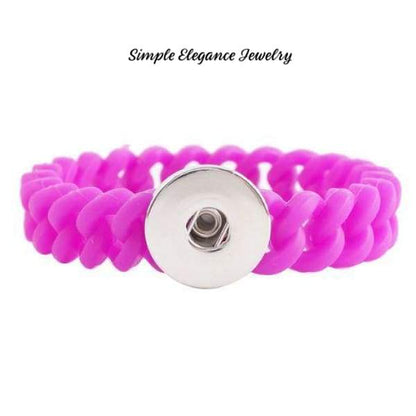 Silicone Small Loop Single Snap Bracelet (5 Colors) 18mm-20mm Snap - Purple - Snap Jewelry
