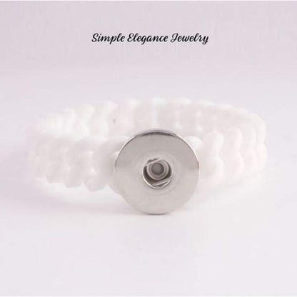 Silicone Small Loop Single Snap Bracelet (5 Colors) 18mm-20mm Snap - White - Snap Jewelry