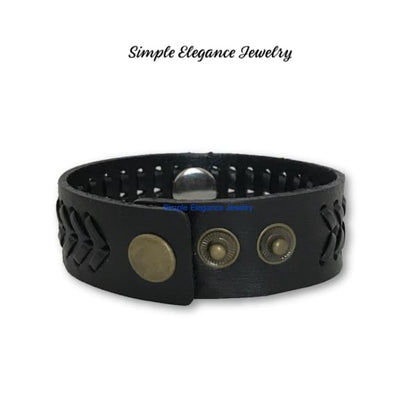 Single Snap-Black Woven Snap Bracelet-18mm-20mm Snaps - Snap Jewelry