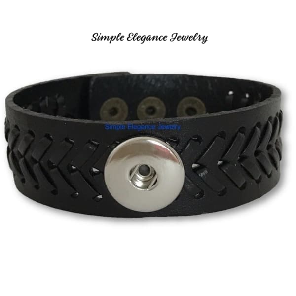 Single Snap-Black Woven Snap Bracelet-18mm-20mm Snaps - Snap Jewelry