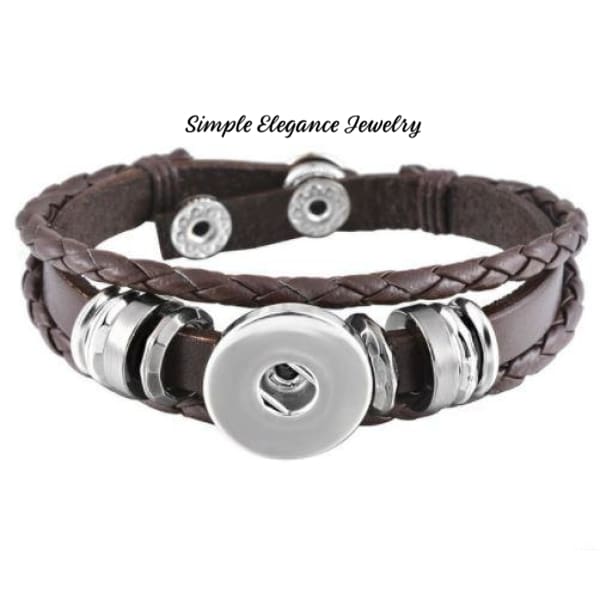 Single Snap Bracelet-Leather-8 Colors To Choose From- Simple Elegance Jewelry - Brown - Snap Jewelry