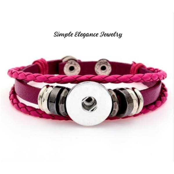 Single Snap Bracelet-Leather-8 Colors To Choose From- Simple Elegance Jewelry - Pink - Snap Jewelry