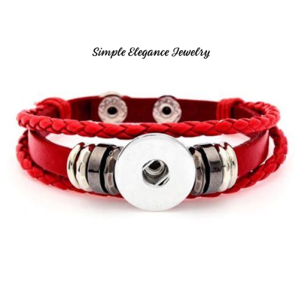 Single Snap Bracelet-Leather-8 Colors To Choose From- Simple Elegance Jewelry - Red - Snap Jewelry