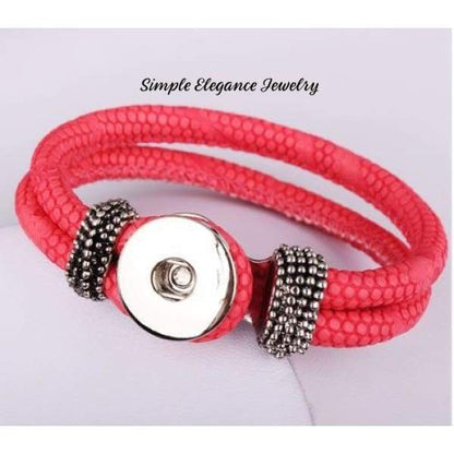 Single Snap PU Leather Bracelet 18mm-20mm Snaps - Coral - Snap Jewelry