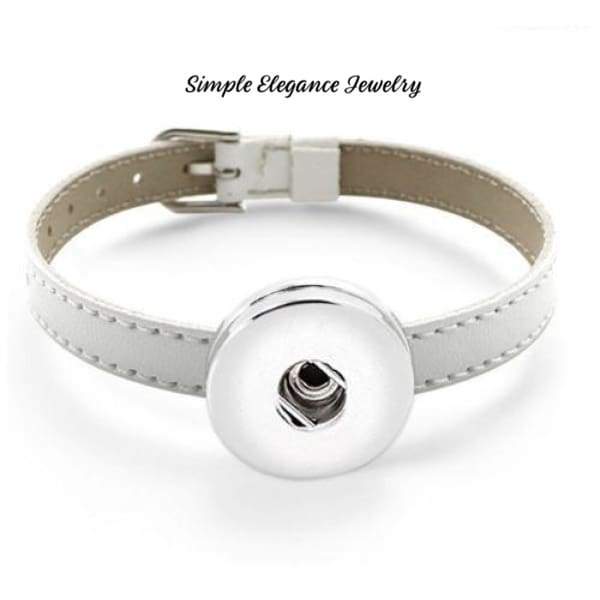 Single Snap Thin Buckle Snap Bracelet 20mm - White - Snap Jewelry
