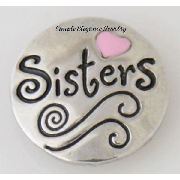 Sisters Metal Heart Snap 20mm-Simple Elegance Jewelry - Pink - Snap Jewelry