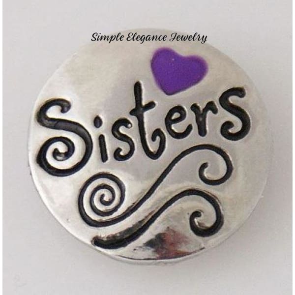 Sisters Metal Heart Snap 20mm-Simple Elegance Jewelry - Purple - Snap Jewelry