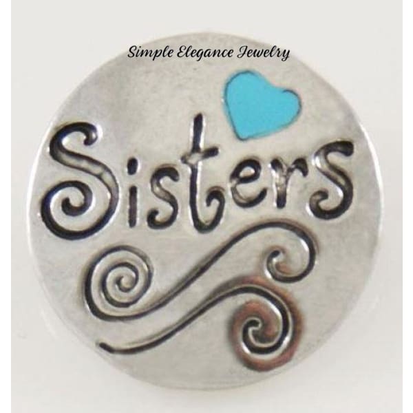 Sisters Metal Heart Snap 20mm-Simple Elegance Jewelry - Turquoise - Snap Jewelry