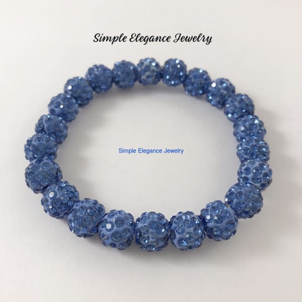 Sky Blue Elastic Shamballa Bead Bracelet 10mm Beads - Small-Medium - Shamballa Bracelets