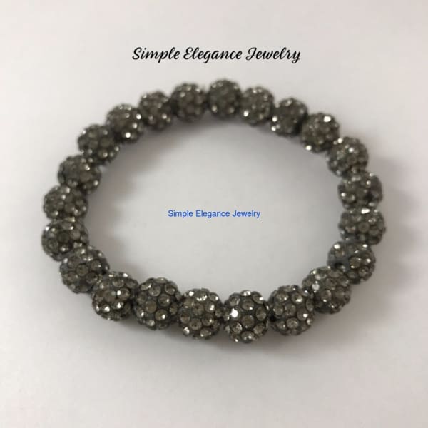 Smoke Elastic Shamballa Bead Bracelet 10mm Beads - Small-Medium - Shamballa Bracelets
