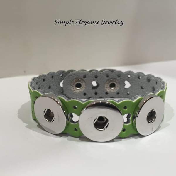 Snap Bracelet-Triple Heart Cut-Out Leather 18mm-20mm Snaps - Snap Jewelry