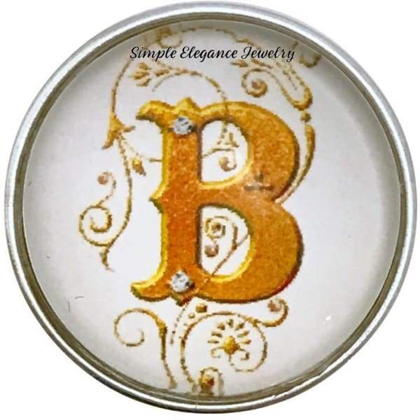 Snap Charm Letters of Alphabet-Gold Vine Pattern (A-Z) 20mm for Snap Charm Jewelry - B - Snap Jewelry