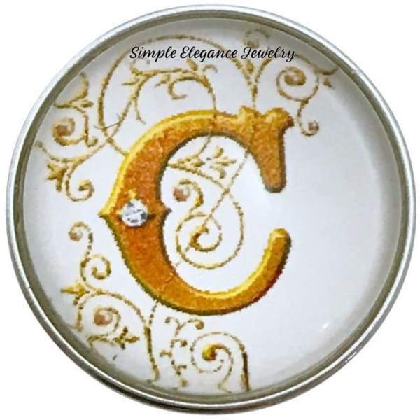 Snap Charm Letters of Alphabet-Gold Vine Pattern (A-Z) 20mm for Snap Charm Jewelry - C - Snap Jewelry