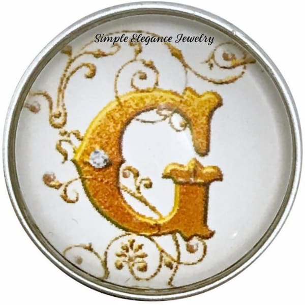 Snap Charm Letters of Alphabet-Gold Vine Pattern (A-Z) 20mm for Snap Charm Jewelry - G - Snap Jewelry