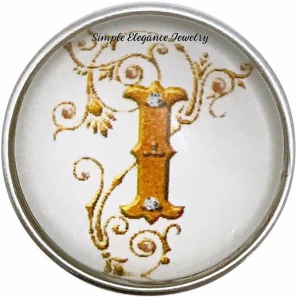 Snap Charm Letters of Alphabet-Gold Vine Pattern (A-Z) 20mm for Snap Charm Jewelry - I - Snap Jewelry