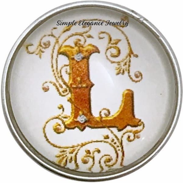 Snap Charm Letters of Alphabet-Gold Vine Pattern (A-Z) 20mm for Snap Charm Jewelry - L - Snap Jewelry