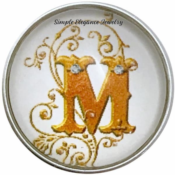 Snap Charm Letters of Alphabet-Gold Vine Pattern (A-Z) 20mm for Snap Charm Jewelry - M - Snap Jewelry
