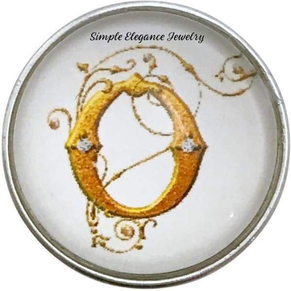 Snap Charm Letters of Alphabet-Gold Vine Pattern (A-Z) 20mm for Snap Charm Jewelry - O - Snap Jewelry