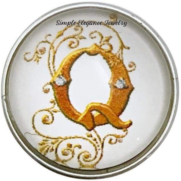 Snap Charm Letters of Alphabet-Gold Vine Pattern (A-Z) 20mm for Snap Charm Jewelry - Q - Snap Jewelry