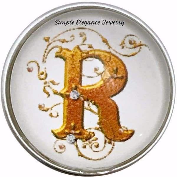 Snap Charm Letters of Alphabet-Gold Vine Pattern (A-Z) 20mm for Snap Charm Jewelry - R - Snap Jewelry