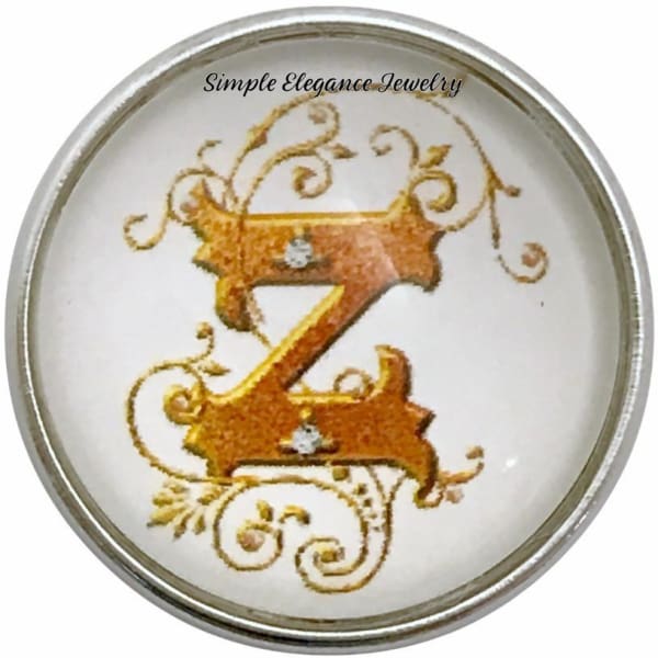 Snap Charm Letters of Alphabet-Gold Vine Pattern (A-Z) 20mm for Snap Charm Jewelry - Z - Snap Jewelry