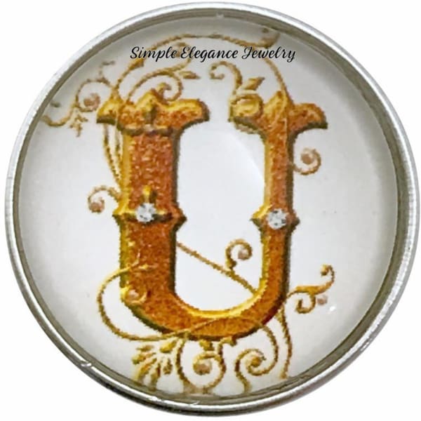 Snap Charm Letters of Alphabet-Gold Vine Pattern (A-Z) 20mm for Snap Charm Jewelry - U - Snap Jewelry