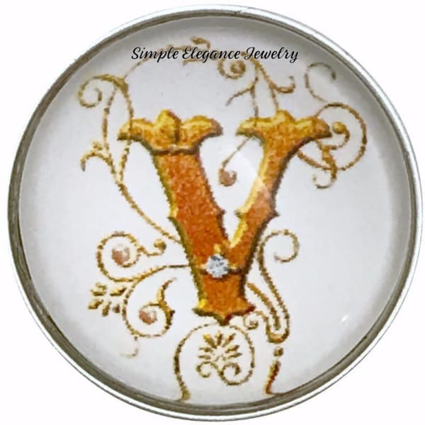 Snap Charm Letters of Alphabet-Gold Vine Pattern (A-Z) 20mm for Snap Charm Jewelry - V - Snap Jewelry