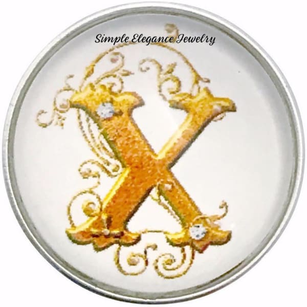 Snap Charm Letters of Alphabet-Gold Vine Pattern (A-Z) 20mm for Snap Charm Jewelry - X - Snap Jewelry