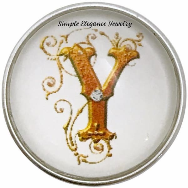 Snap Charm Letters of Alphabet-Gold Vine Pattern (A-Z) 20mm for Snap Charm Jewelry - Y - Snap Jewelry