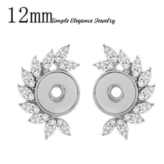 MINI Snap Earrings-Clear Rhinestone Side Detail 12mm Snaps ONLY - Snap Jewelry