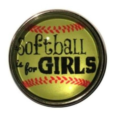 Softball Girls Snap Charm 20mm for Snap Jewelry - Snap Jewelry