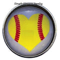 Softball Heart Snap Charm 20mm - Snap Jewelry