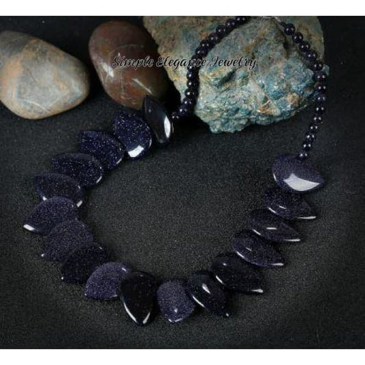 Sparkle Blue Sandstone Necklace (Matching Optional Bracelet) - Necklace - Natural Stone Necklaces
