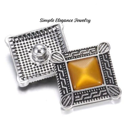 Square Filigree Large Rhinestone Snap 20mm - Gold - Snap Jewelry